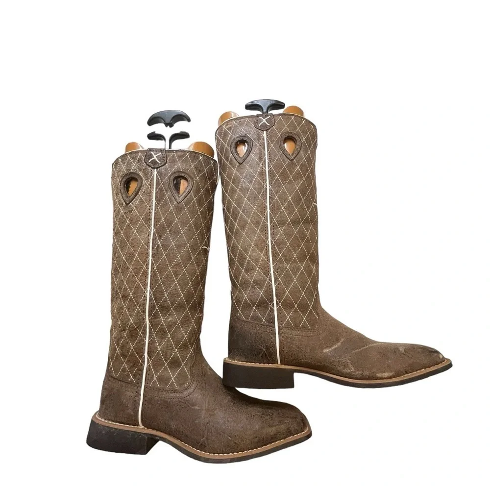 TWISTED X boy DISTRESSED RUFF STOCK COWBOY BOOTS - BROAD SQUARE TOE